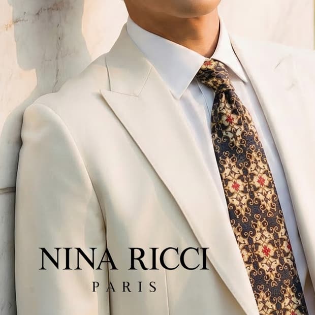 니나리치 실크 네이비 패턴 넥타이 9.6cm A+등급 K1990