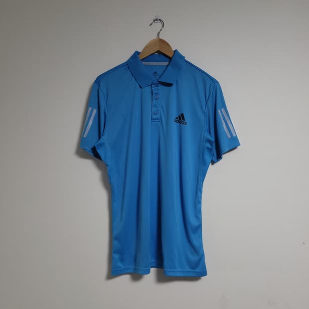 (XL) ADIDAS 아디다스 삼선 반팔 기능성 폴로티 블루 카라
