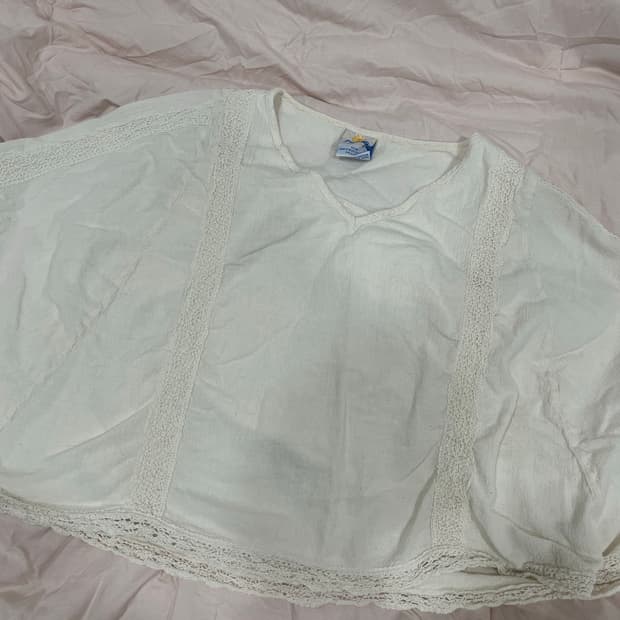 모리걸 아이보리 레이스 크로셰 케이프