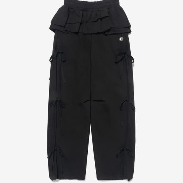 허그유어스킨 프릴 스커트 조거 팬츠 (블랙)