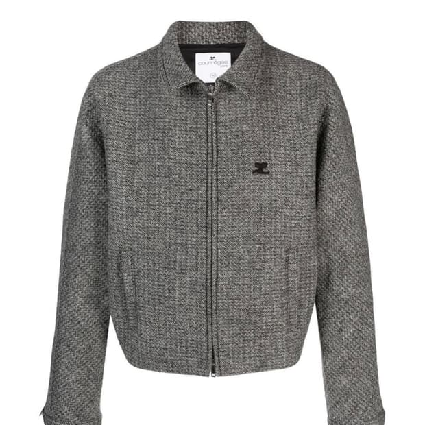 [50] 쿠레쥬 버클 하운드투스 트위드 크롭 자켓 코쿤착용