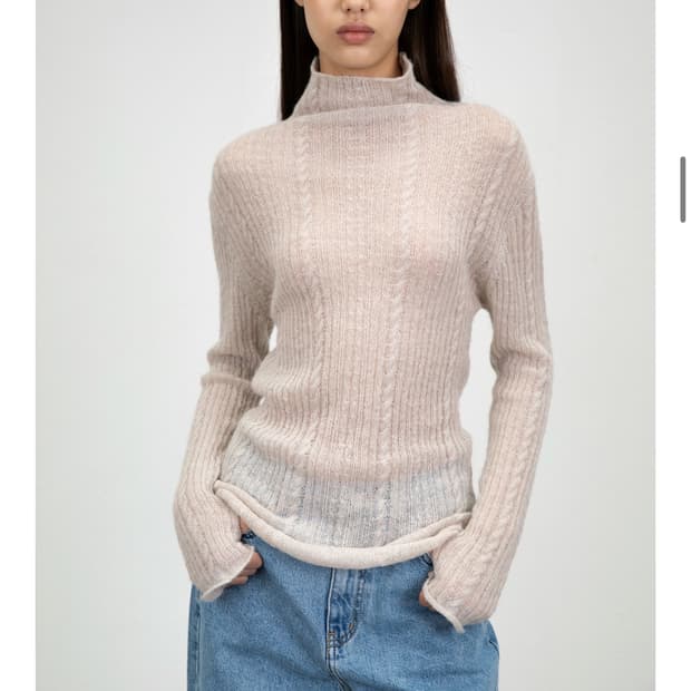 아모멘토 Sheer turtle neck pullover 챠콜 0사이즈
