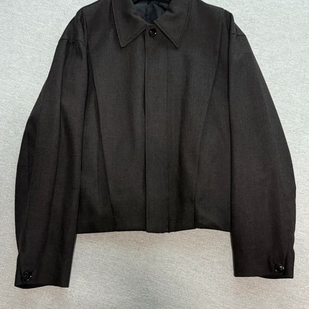 플리츠드 울 자켓 (멜란지브라운차콜)