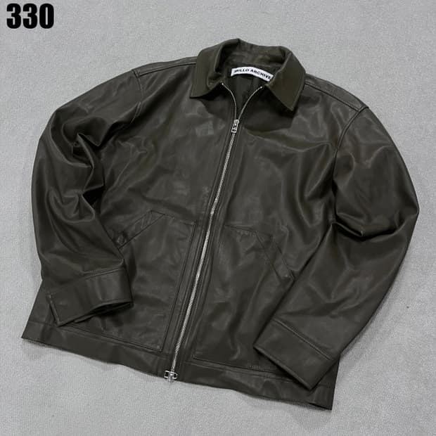 밀로아카이브 카키 레더자켓 