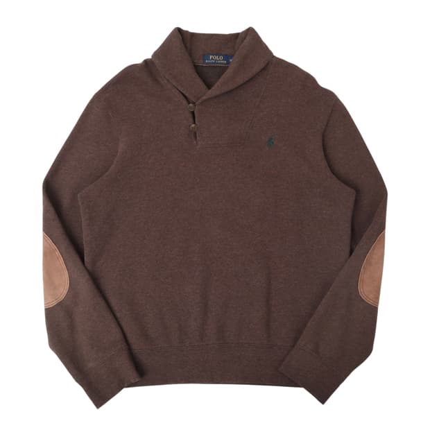 폴로 랄프로렌 브라운 엘보우패치 숄카라 니트 스웻셔츠