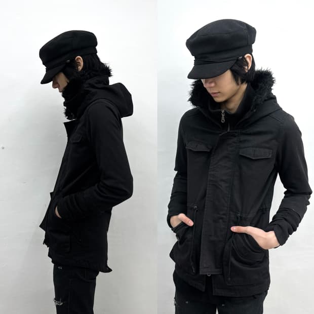 Black baccara ribbed fur jacket  