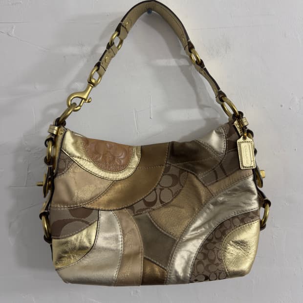 coach 2000s gold patchwork bag