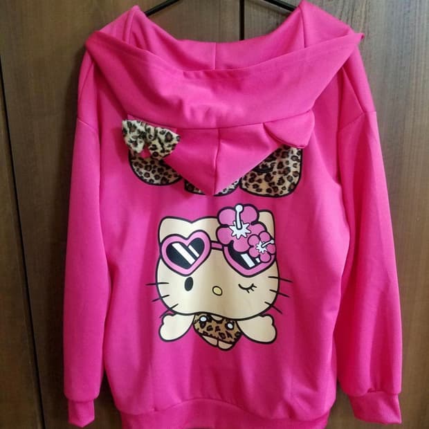 egg x 헬로키티 후드집업 핑크 갸루후드집업