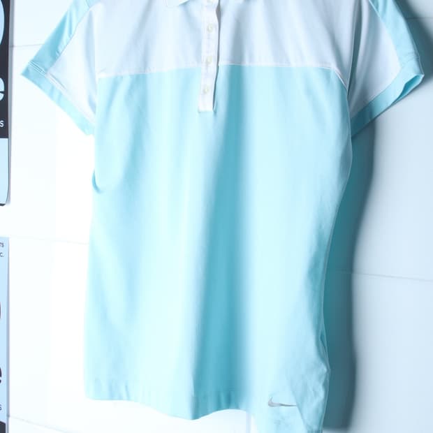 W(L) 나이키 반팔 카라 티셔츠 골프 기능성 배색 연블루-H36576