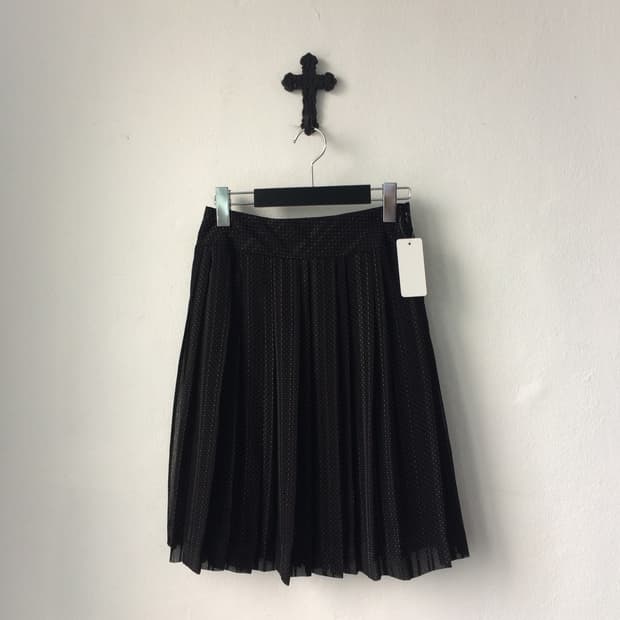 Dot pattern pleats midi skirt