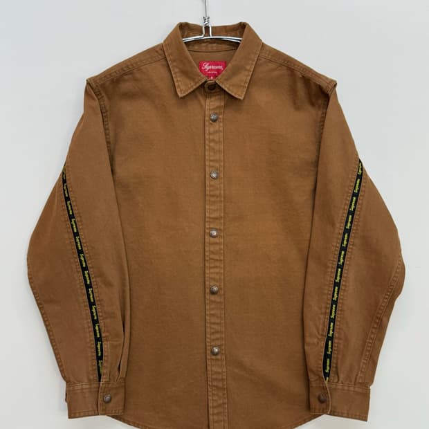 슈프림 로고 테이핑 워크 셔츠 브라운 20FW