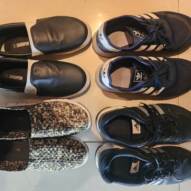 아디다스 운동화 SHOOPEN 슬립온 등 4켤레 일괄 팜. 270~275