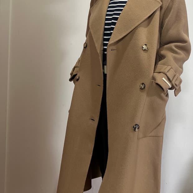 (새상품) 울100 핸드메이드 더블 롱 코트