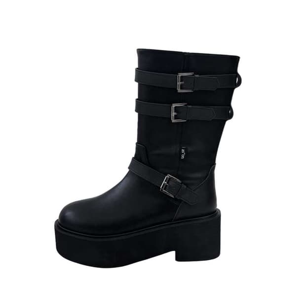 애즈온 MAYA MIDI BUCKLE BOOTS / BLACK