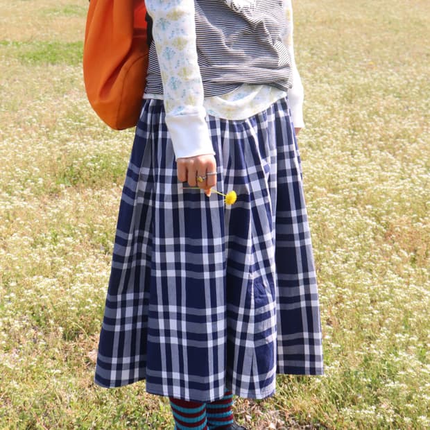 [Beams Boy] Blue Check Skirt