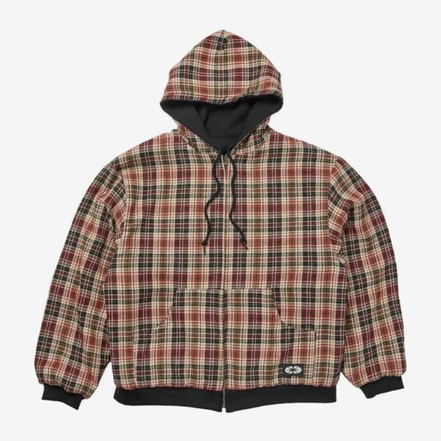 이알티알 리버시블 후디 집업 체크 레드