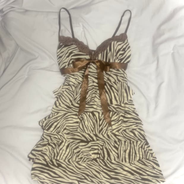 빈티지 오네갸루 지브라 시스루 캉캉 슬립 원피스 y2k 나나 펑크