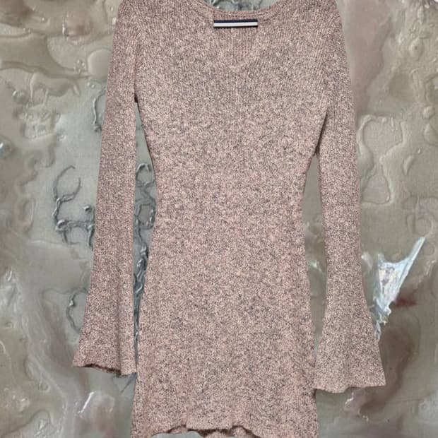 빈티지 핑크 니트 플레어 미니 원피스 딸기 오레오 고스 펑크 갸루