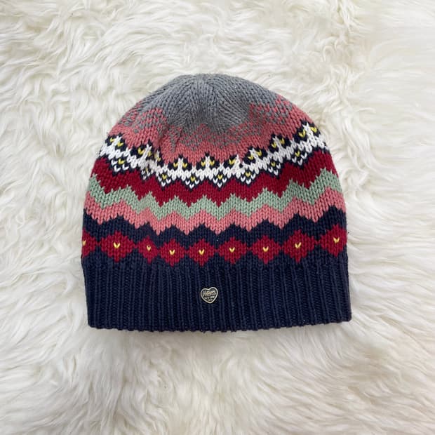 타미힐피거 에스닉 컬러 뜨개 비니