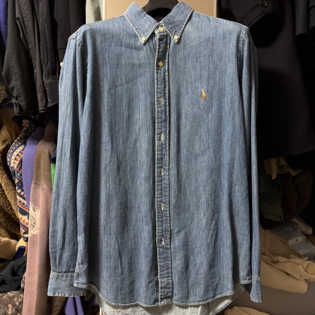 폴로 샴브레이 데님 셔츠 클래식핏 M사이즈