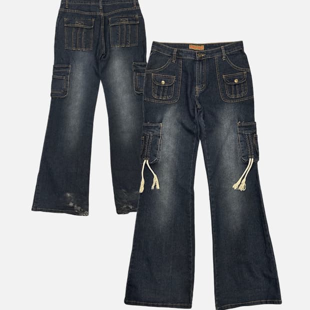 rope cargo boots-cut jean