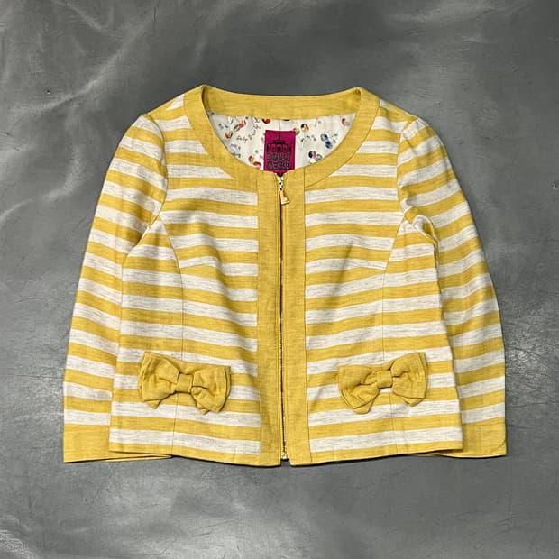  안나수이 스트라이프 논카라 자켓 y15244