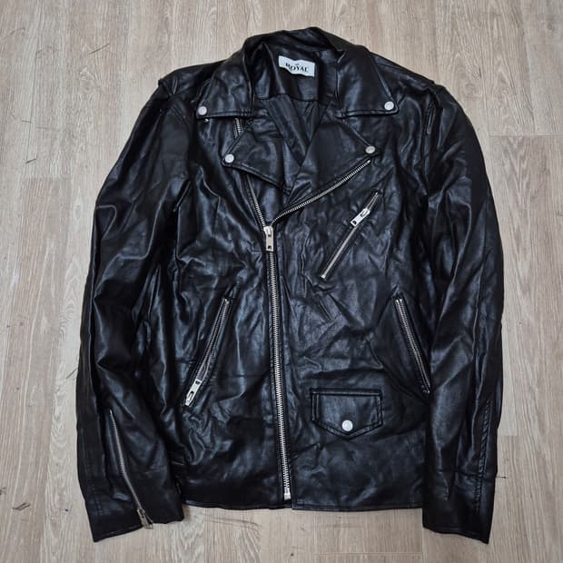ROYAL 로얄 남성 더블 라이더 레더 가죽자켓 L(100)
