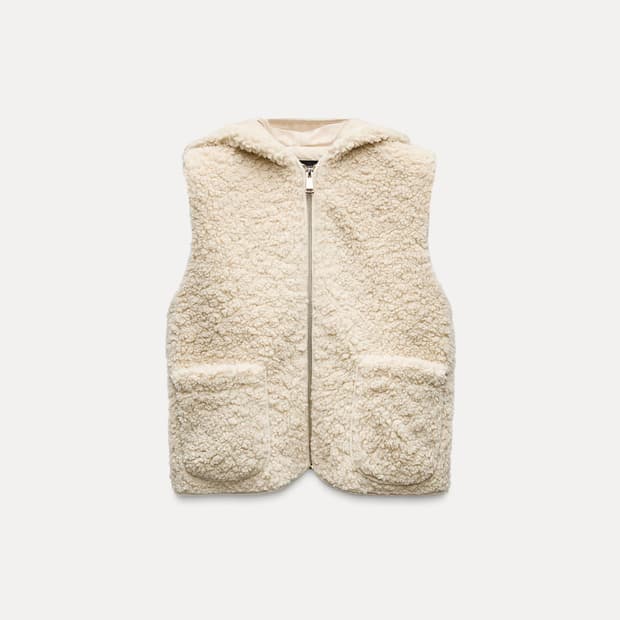 ZARA 시어링 후드 베스트 XS