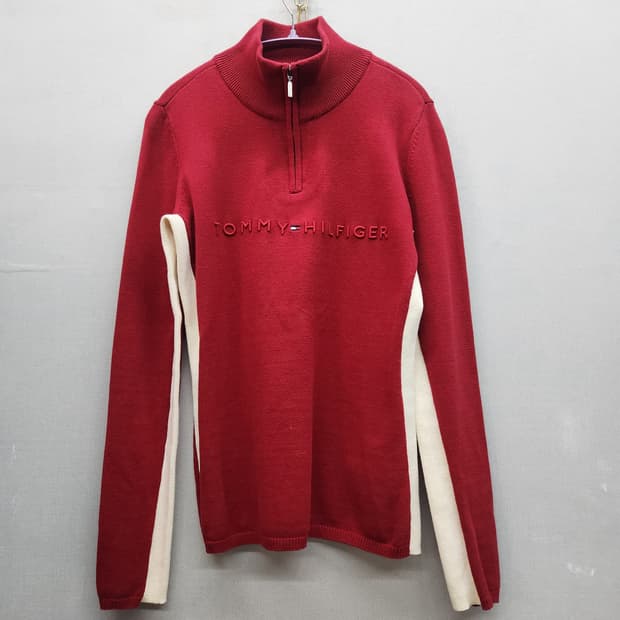 타미힐피거 빅로고 자수 반집업 니트 S(S~M)
