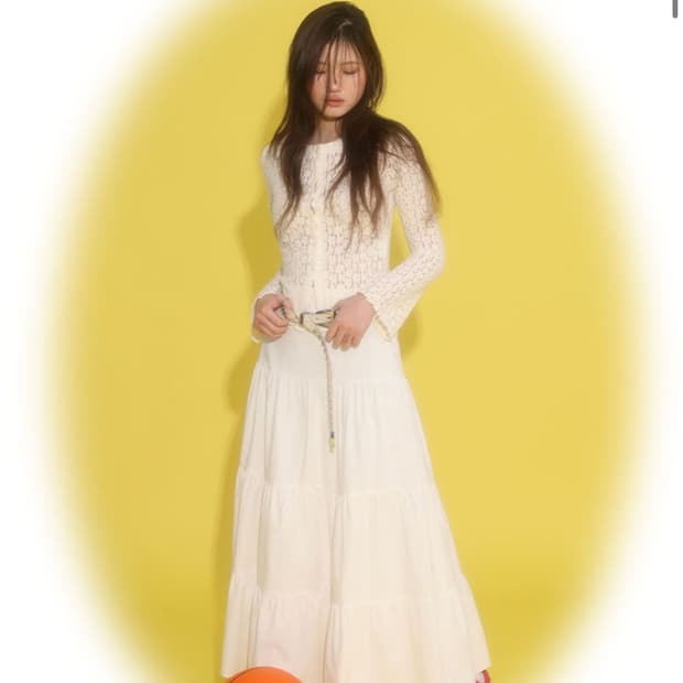 루루서울 화이트 가디건, 롱스커트