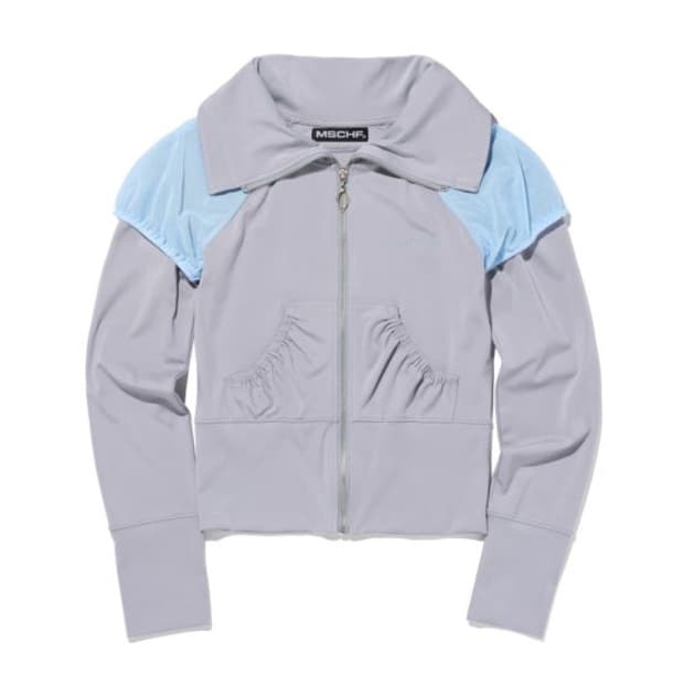 미스치프 메쉬 퍼프 터틀넥 집업