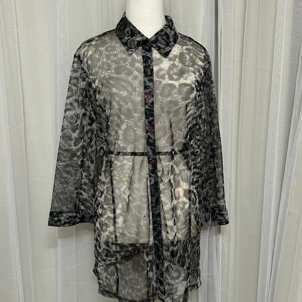 레오파드 시스루 레이어드 셔츠 애니멀