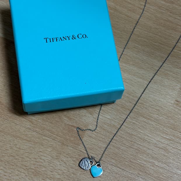 티파니앤코 더블하트 목걸이 실버/민트