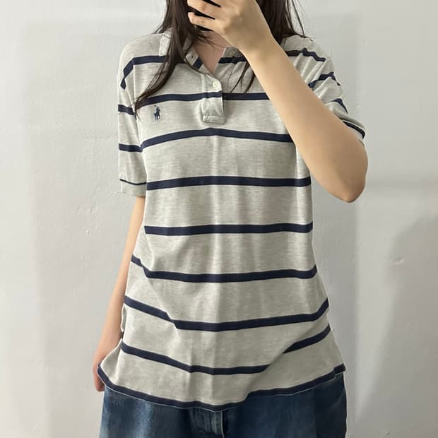 (M) 폴로 랄프로렌 스트라이프 반팔 카라티