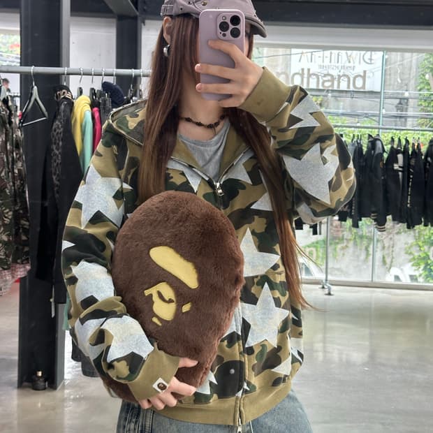 베이프 스타카모 녹계 풀후드집업