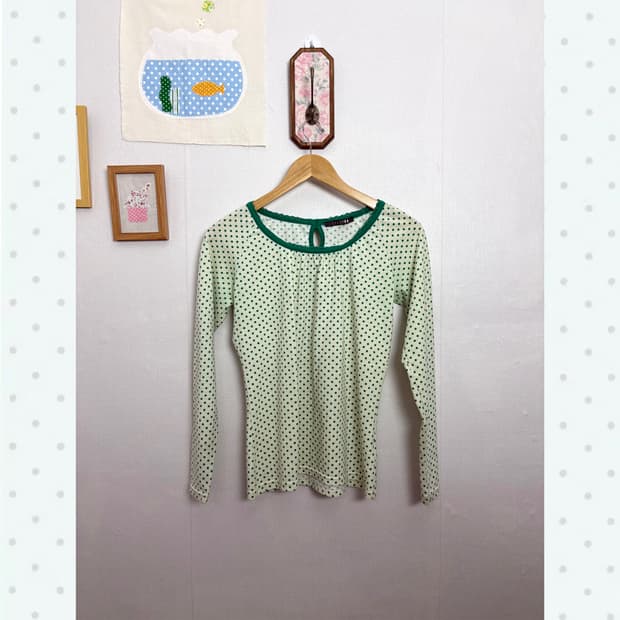 연두 도트 포인트 티셔츠