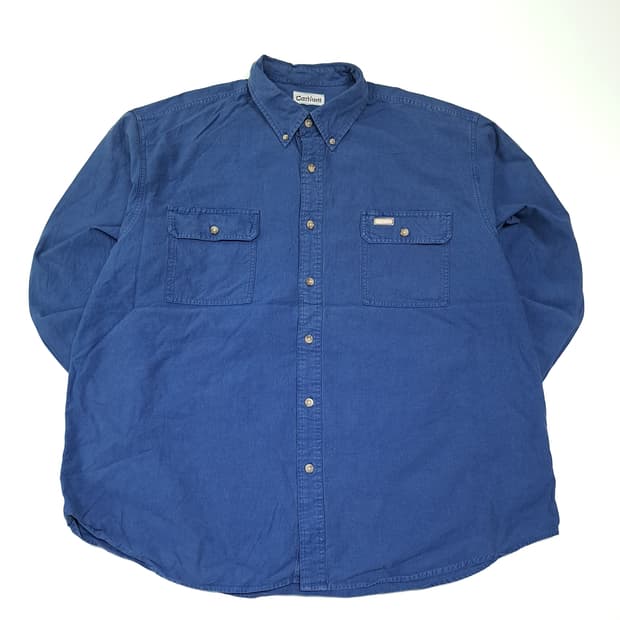 CL586 2XL 칼하트 00s 홍콩판 코튼 가죽패치 올드 네이비 셔츠