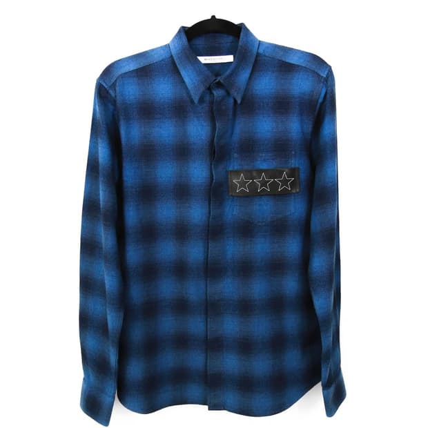 지방시 AW16 리카르도 티시 레더 스타패치 체크 셔츠