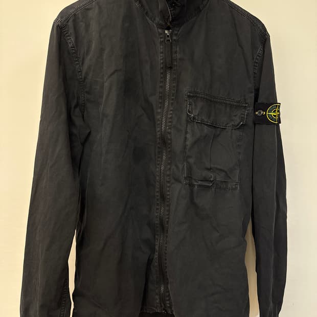 스톤아일랜드 정품 가먼트 다잉 블랙 오버셔츠 자켓L