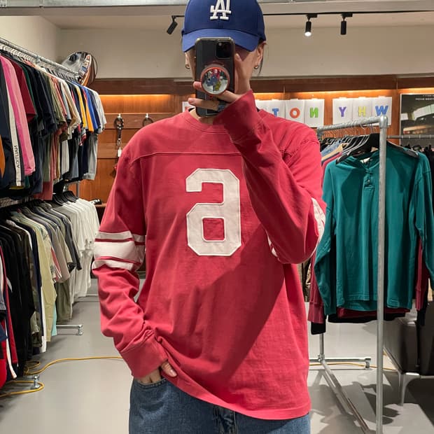 빈티지 롱슬리브 티셔츠(다홍색)  