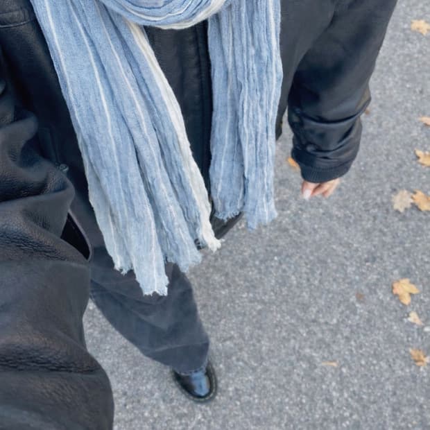 빈티지 투톤 크링클 머플러 (새상품) 유니섹스