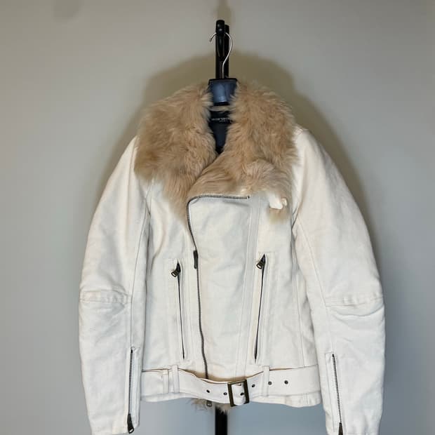 R13 리얼 퍼 바이커 자켓