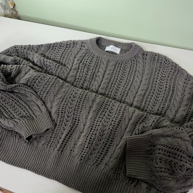 VTG NOIR 진그레이 루즈오버핏 시스루 꽈베기니트 판매가 1.6 배송