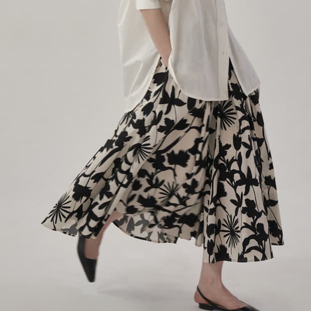 모멧 MOMET 플라워 볼륨 롱 스커트 big pattern