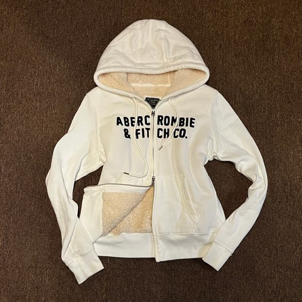 아베크롬비 y2k 울프죠 화이트 후드집업 L