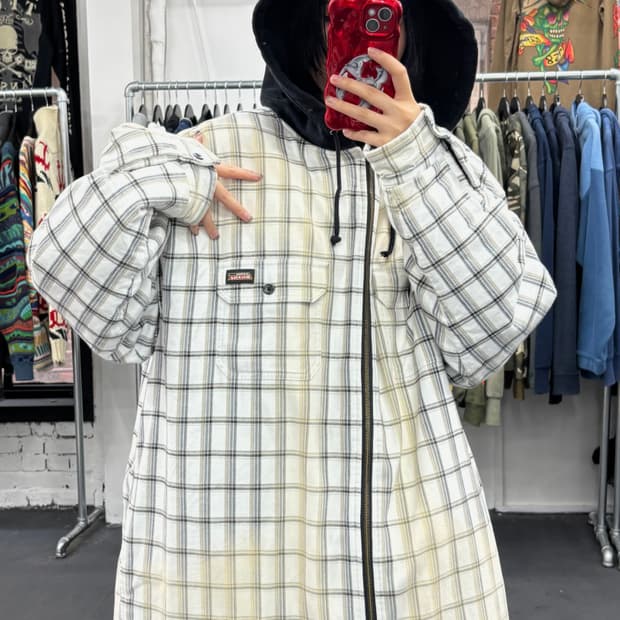 슈프림 x 디키즈 체크 후드자켓
