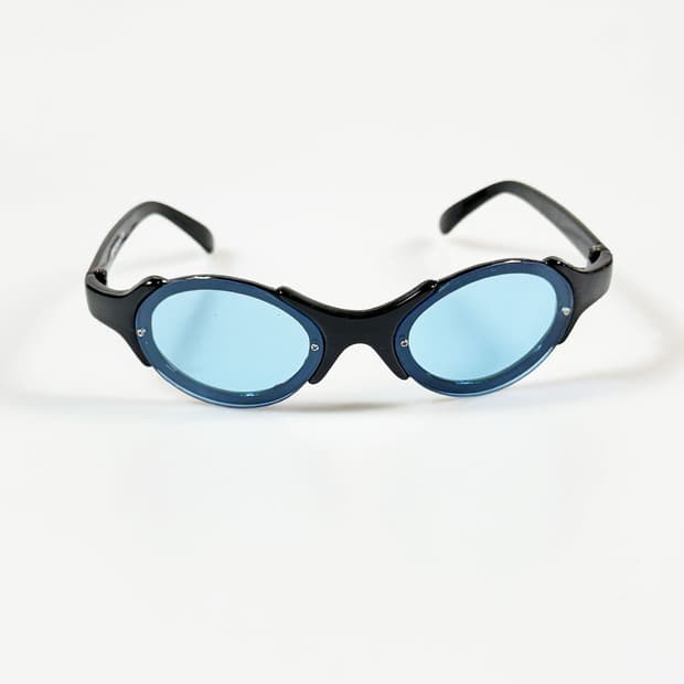 90s OXYGEN 블랙 오벌 랩 어라운드 틴트 빈티지 선글라스