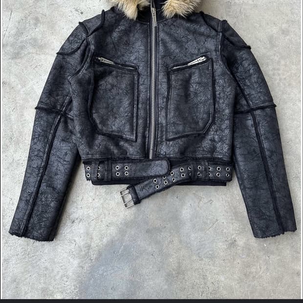 Distressed Faux Leather Jacket