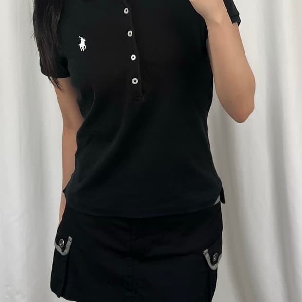 폴로 슬림핏 블랙 카라 반팔