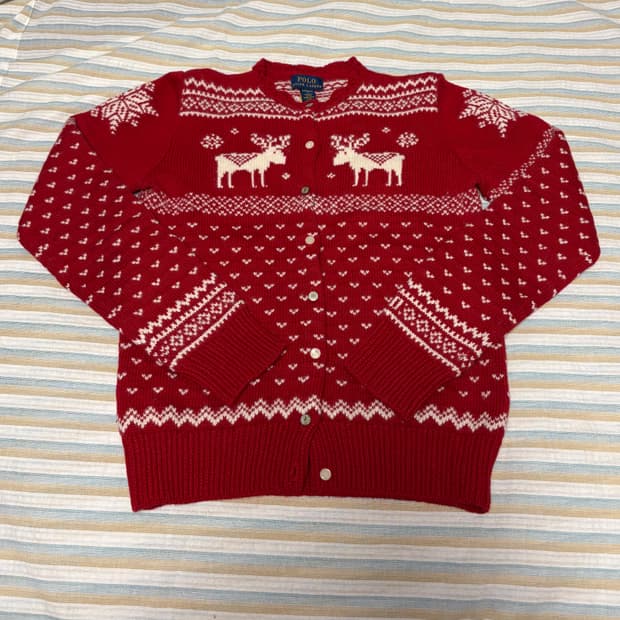 Polo Ralph Lauren 여아 주니어 노르딕 스웨터 가디건 L